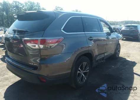 2016 Toyota Highlander Xle V6 z USA, uszkodzony, nr VIN 5TDJKRFHXGS258971